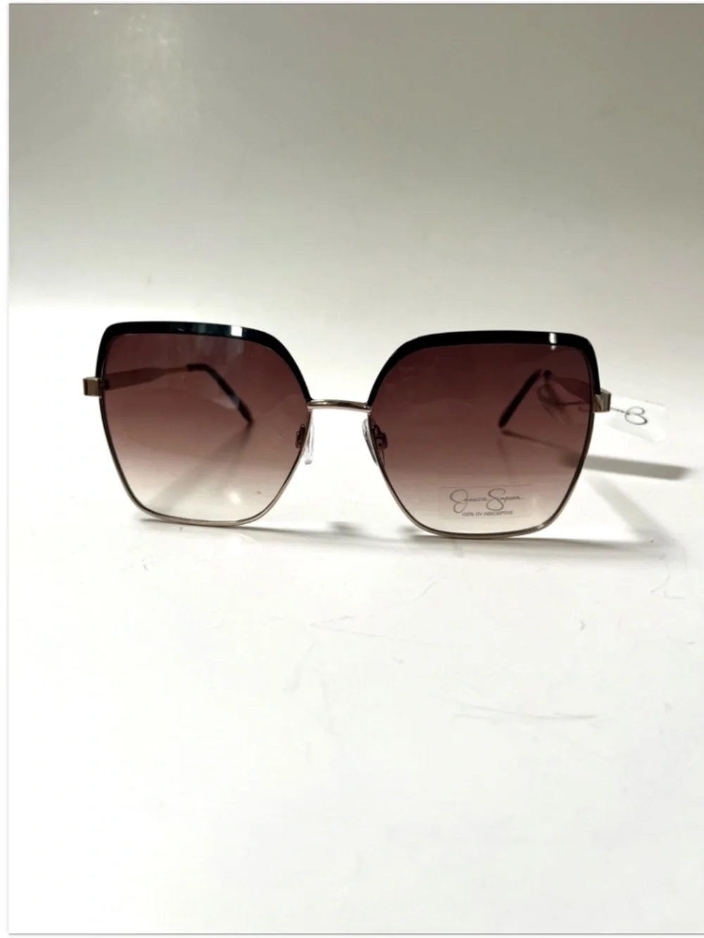 New Jessica Simpson Square Oversized Sunglasses Gold Gradient Brown